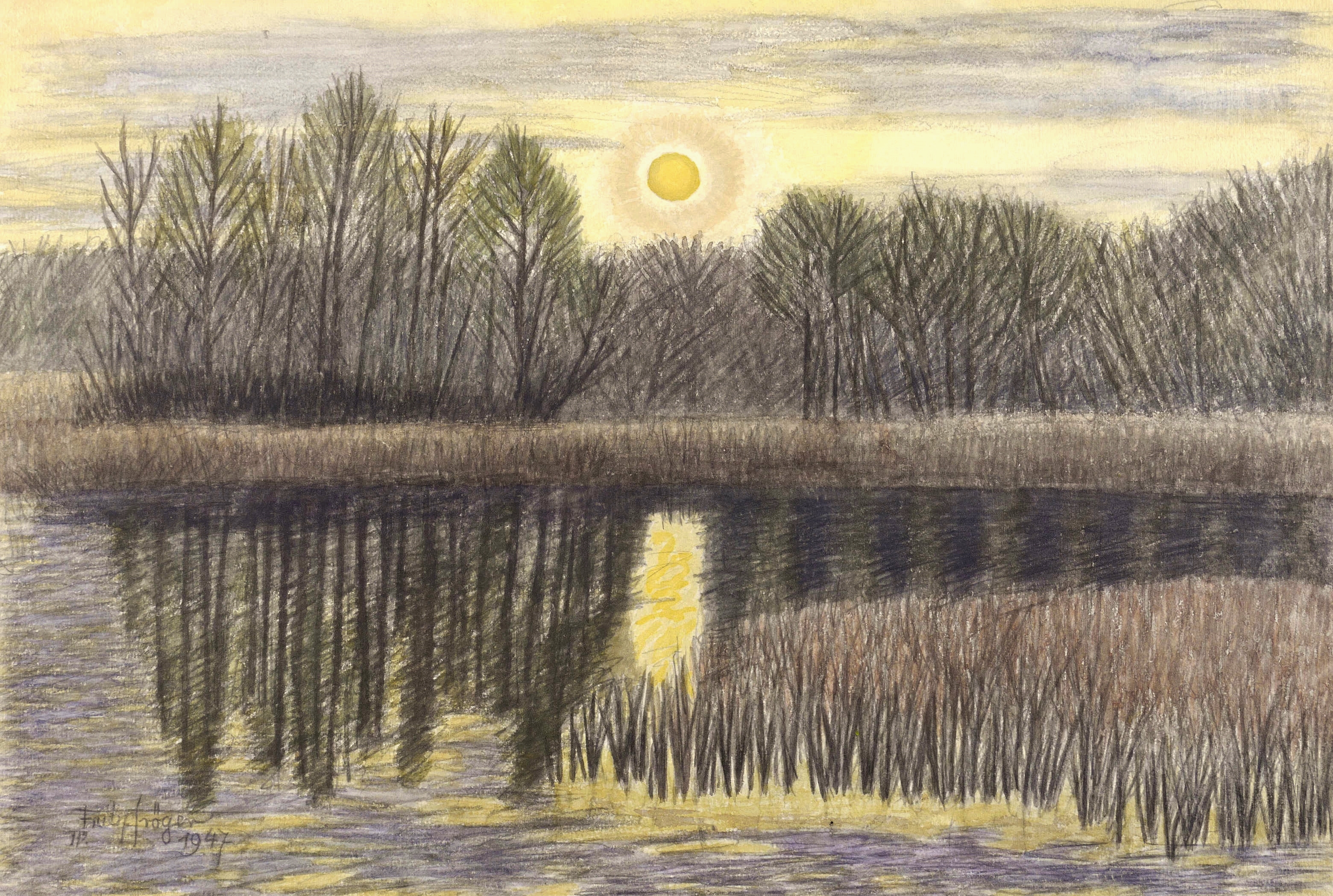 Untergehende Sonne überm Waldteich Untergehende Sonne überm Waldteich