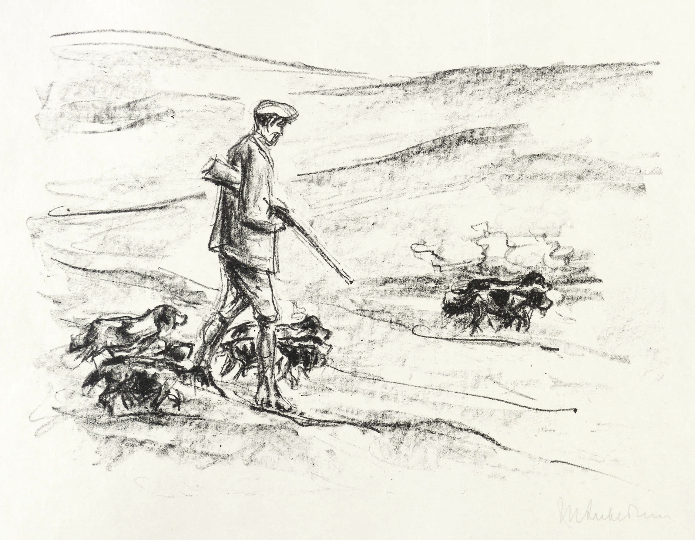 Jäger mit Spaniels (in den Dünen)