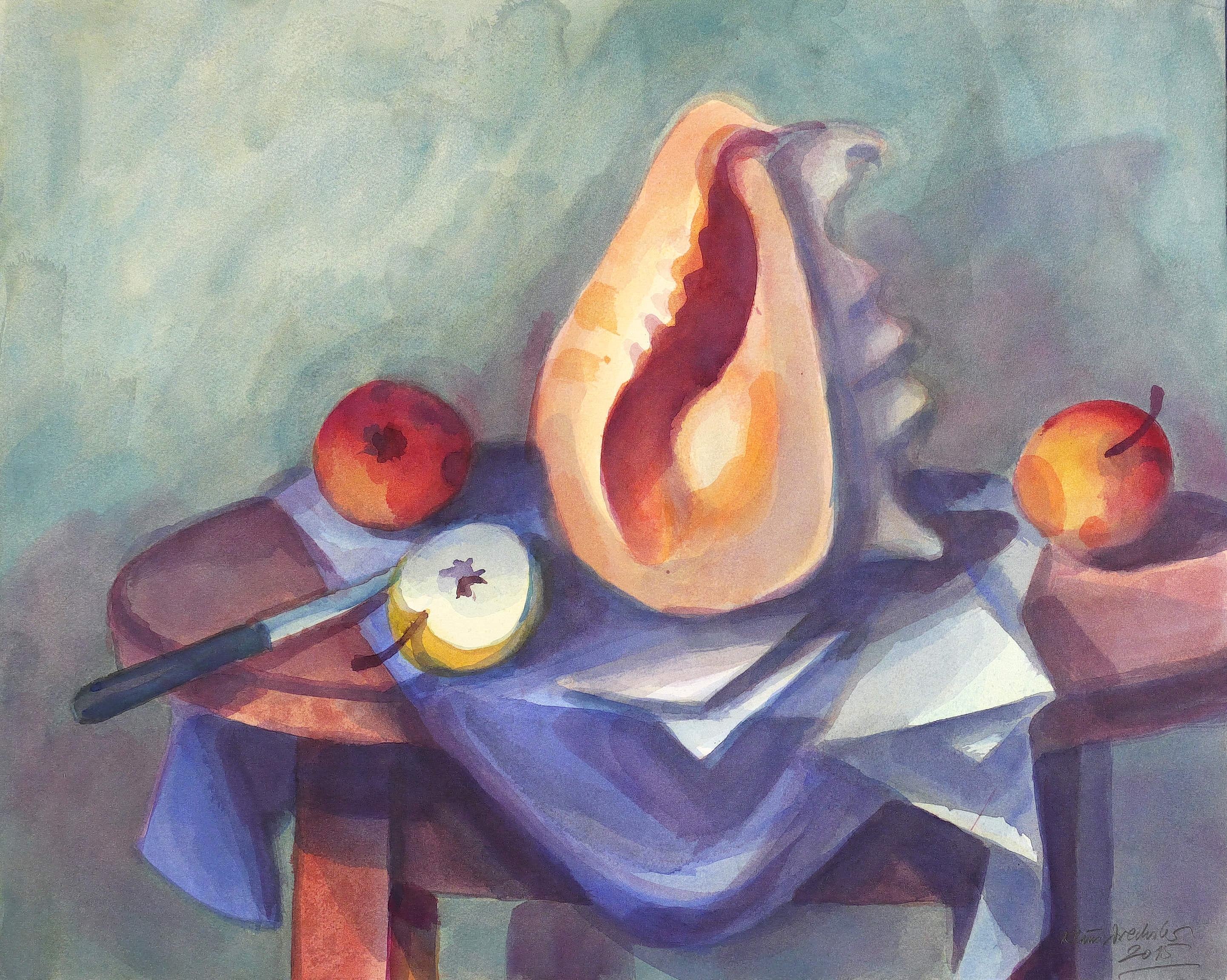Ateliertisch I (Äpfel und große Meeresschnecke) Ateliertisch I (Äpfel und große Meeresschnecke)