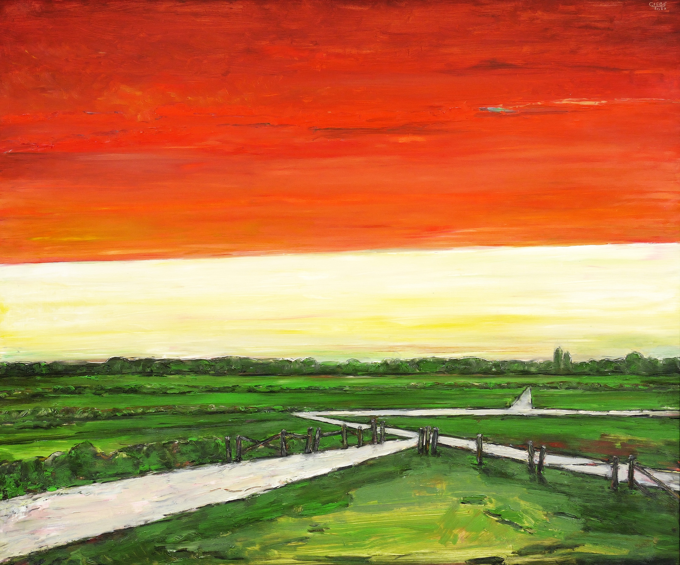 Deichlandschaft an der holländischen Nordsee bei Harlingen