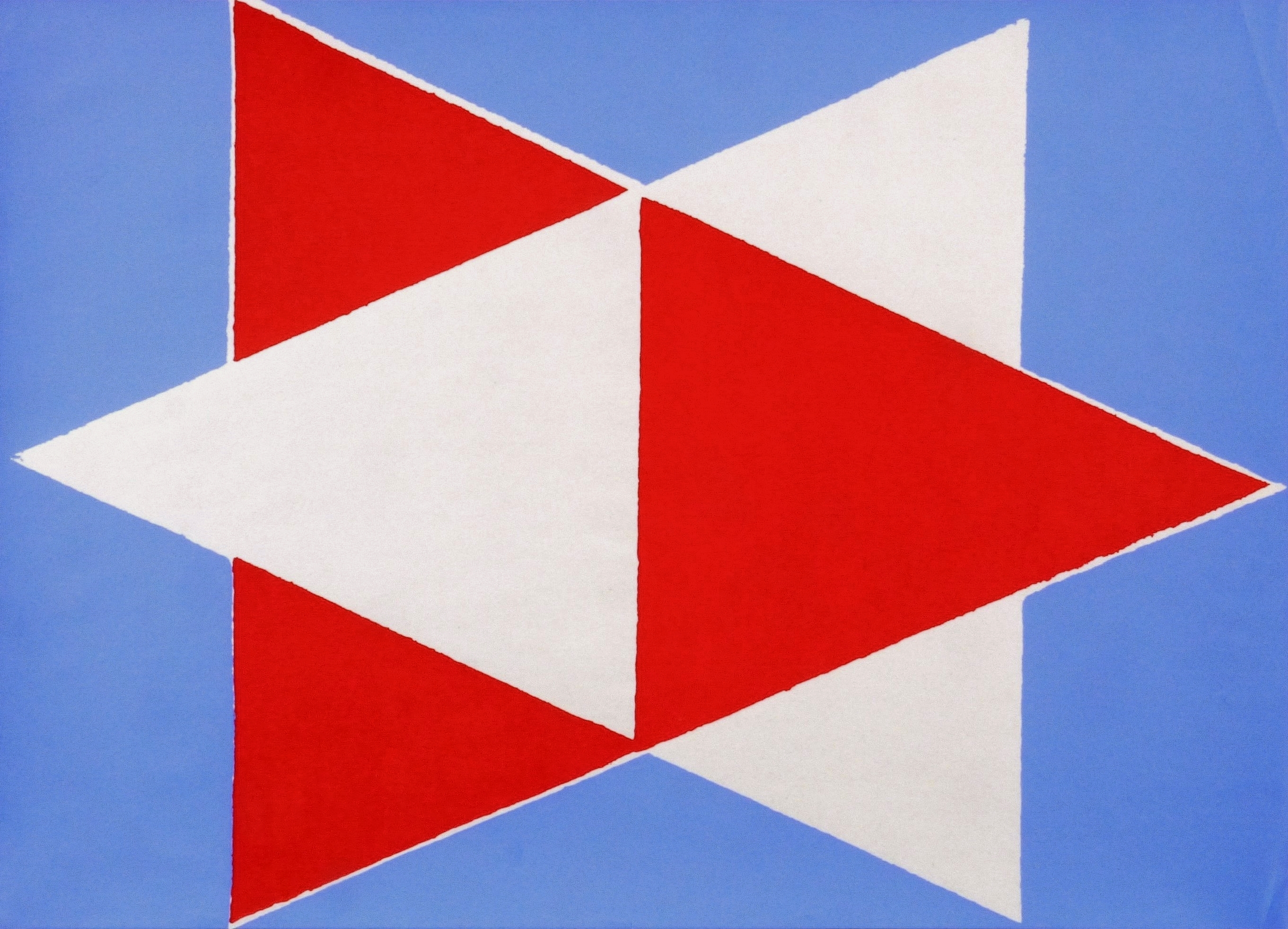 Durchdringung (Rotes und weißes Dreieck auf Blau) Durchdringung (Rotes und weißes Dreieck auf Blau)