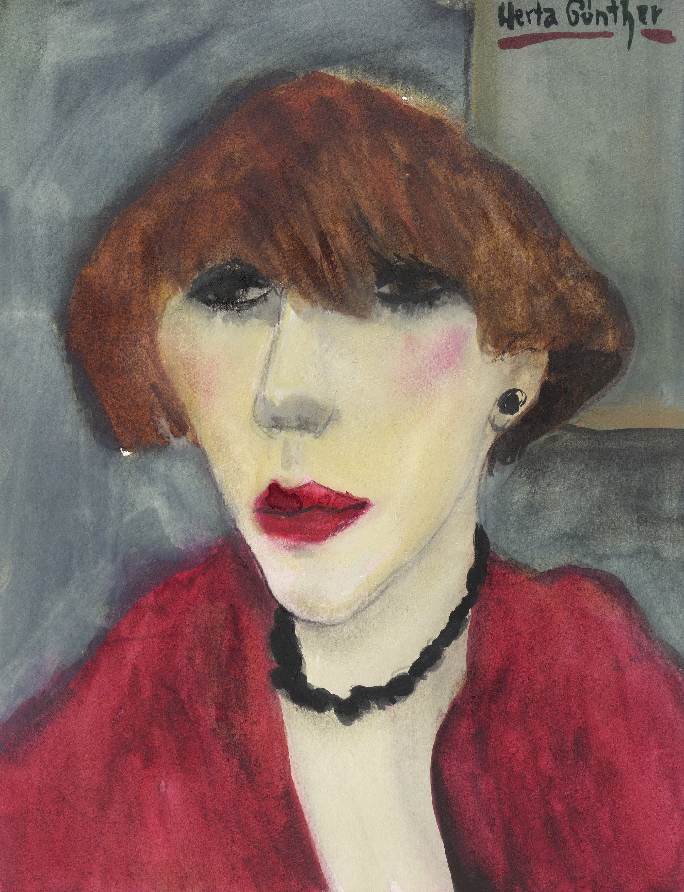 Junge Frau mit roter Bluse