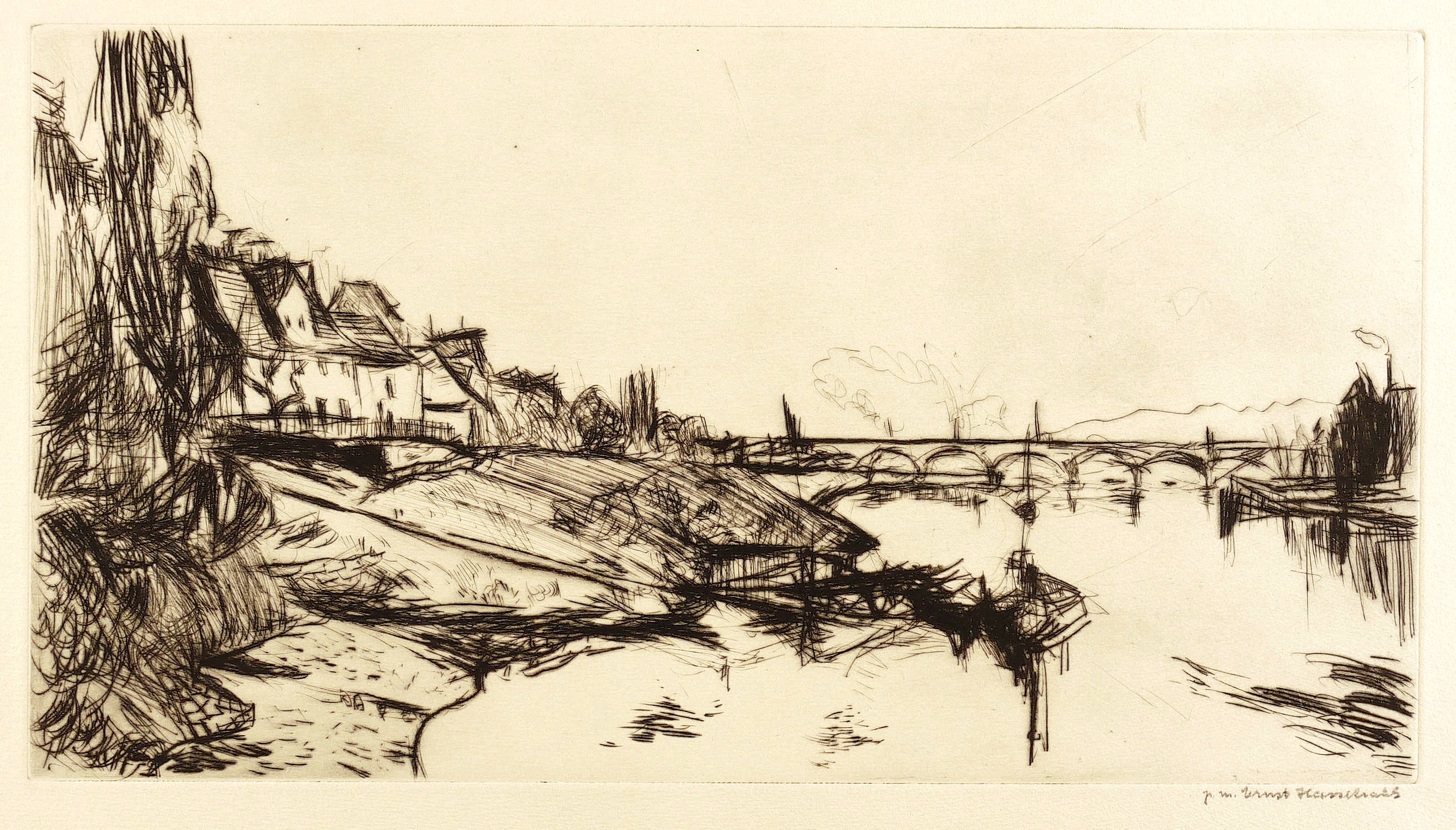 Elbbrücke bei Pirna mit Häusern (Pina-Copitz)