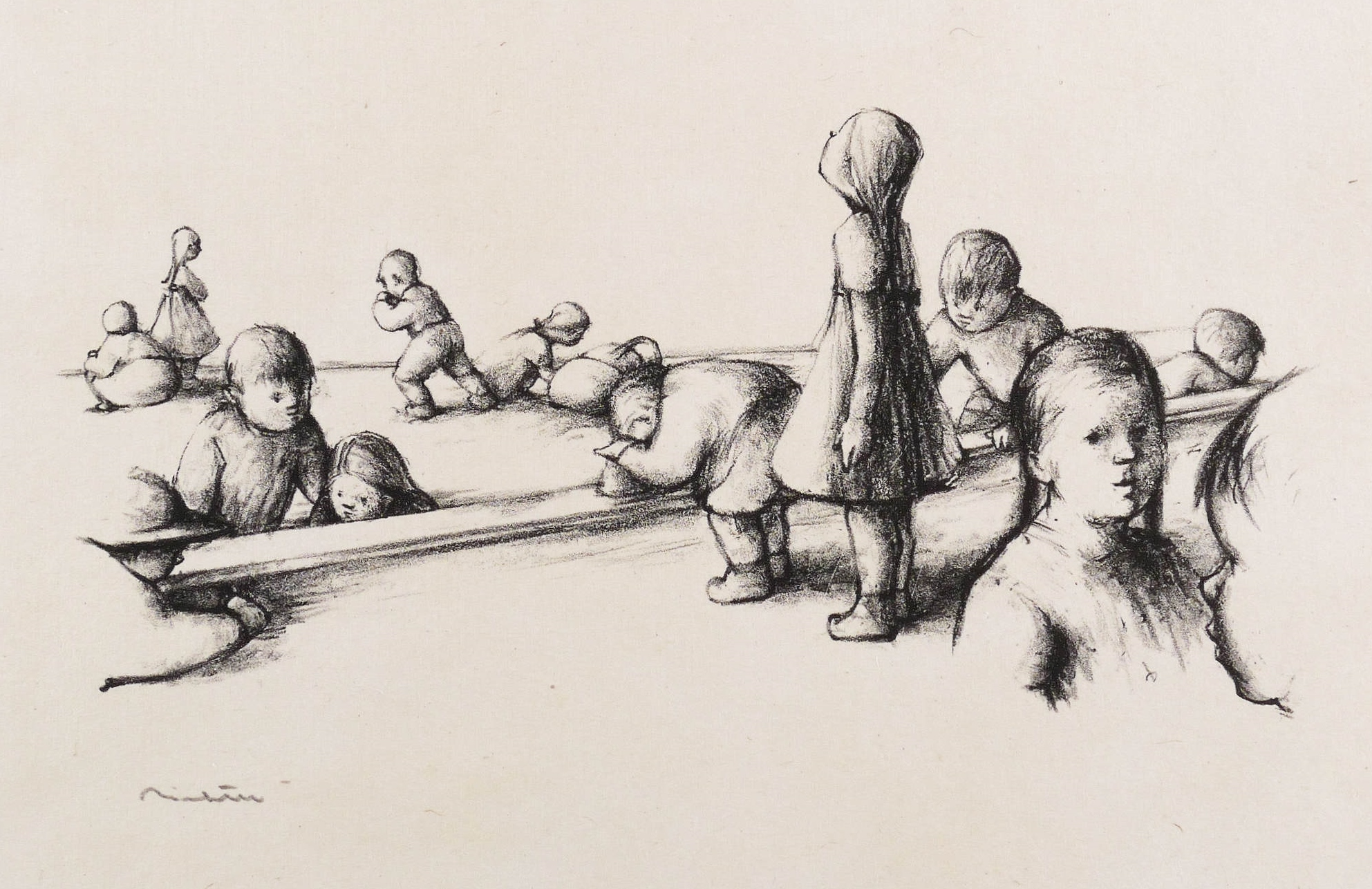 Mehrere Kindergruppen und Knabenkopf Mehrere Kindergruppen und Knabenkopf
