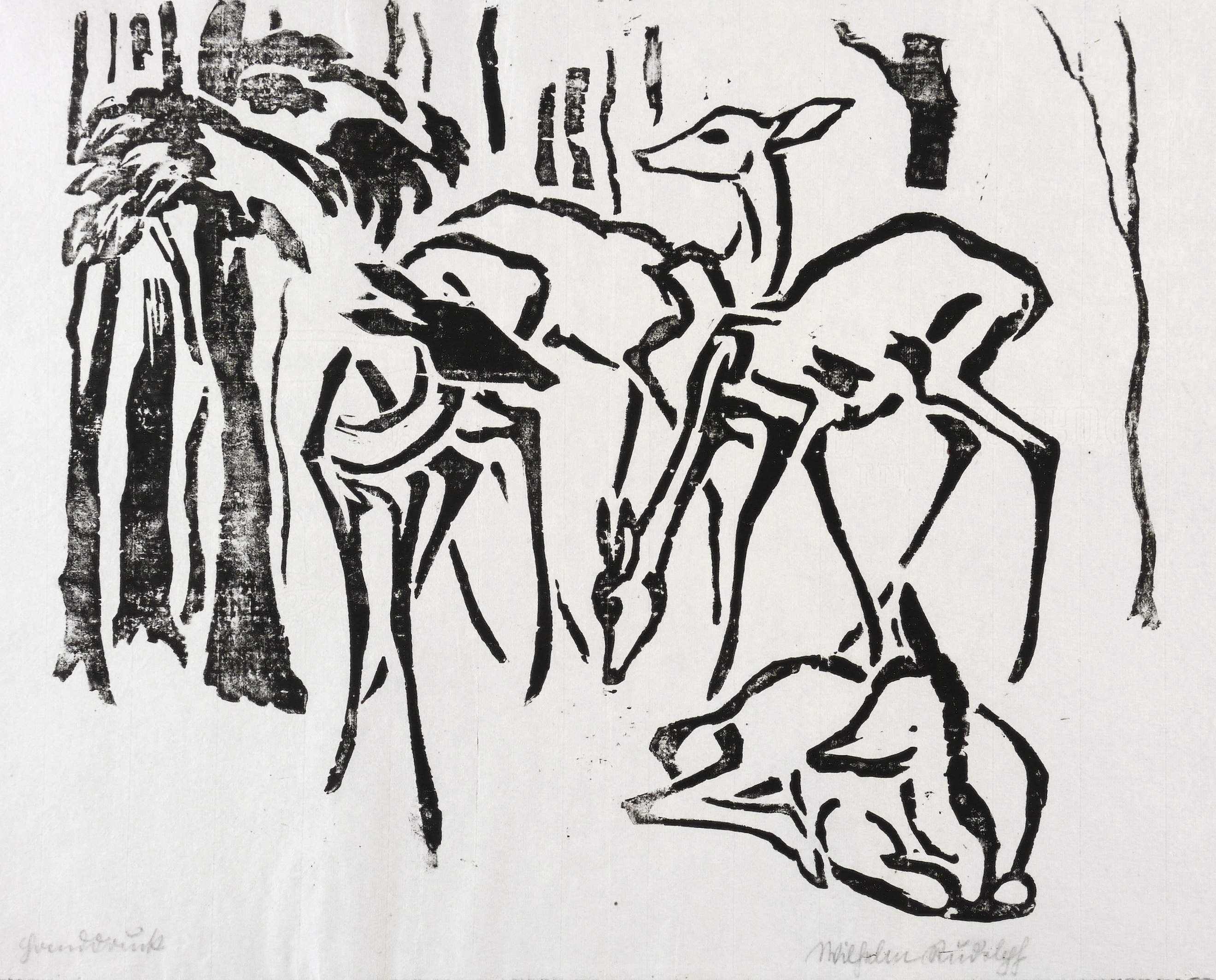 Vier Rehe im Wald Vier Rehe im Wald