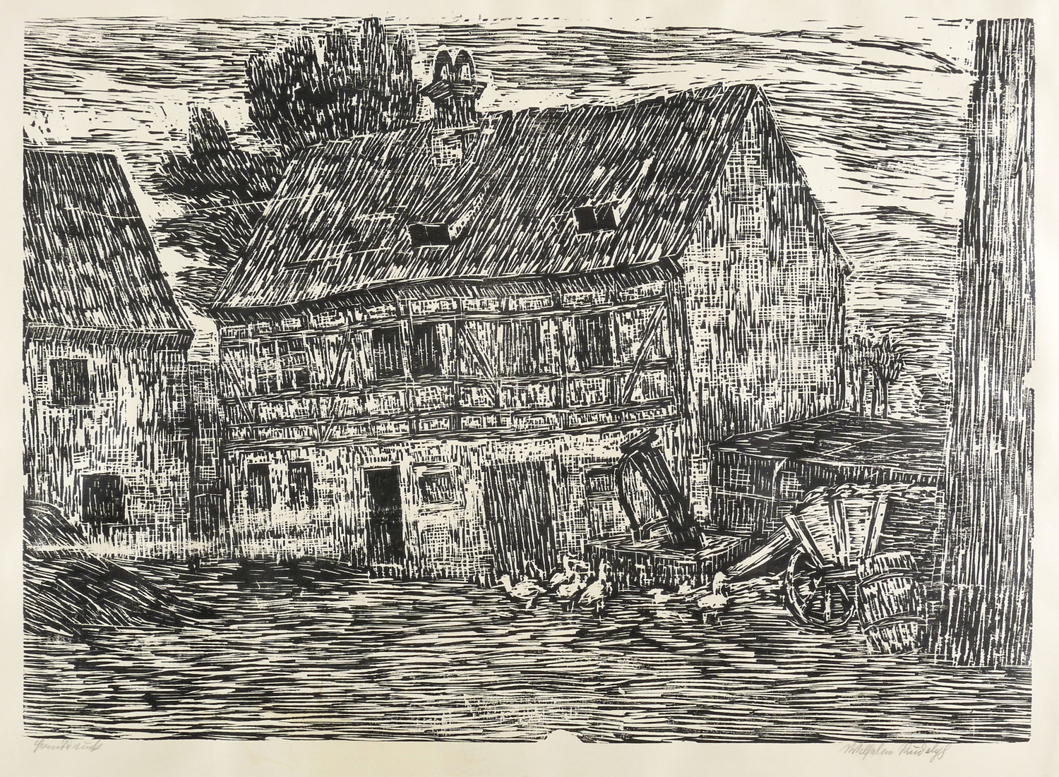 Bauernhof mit Hühnerschar Bauernhof mit Hühnerschar