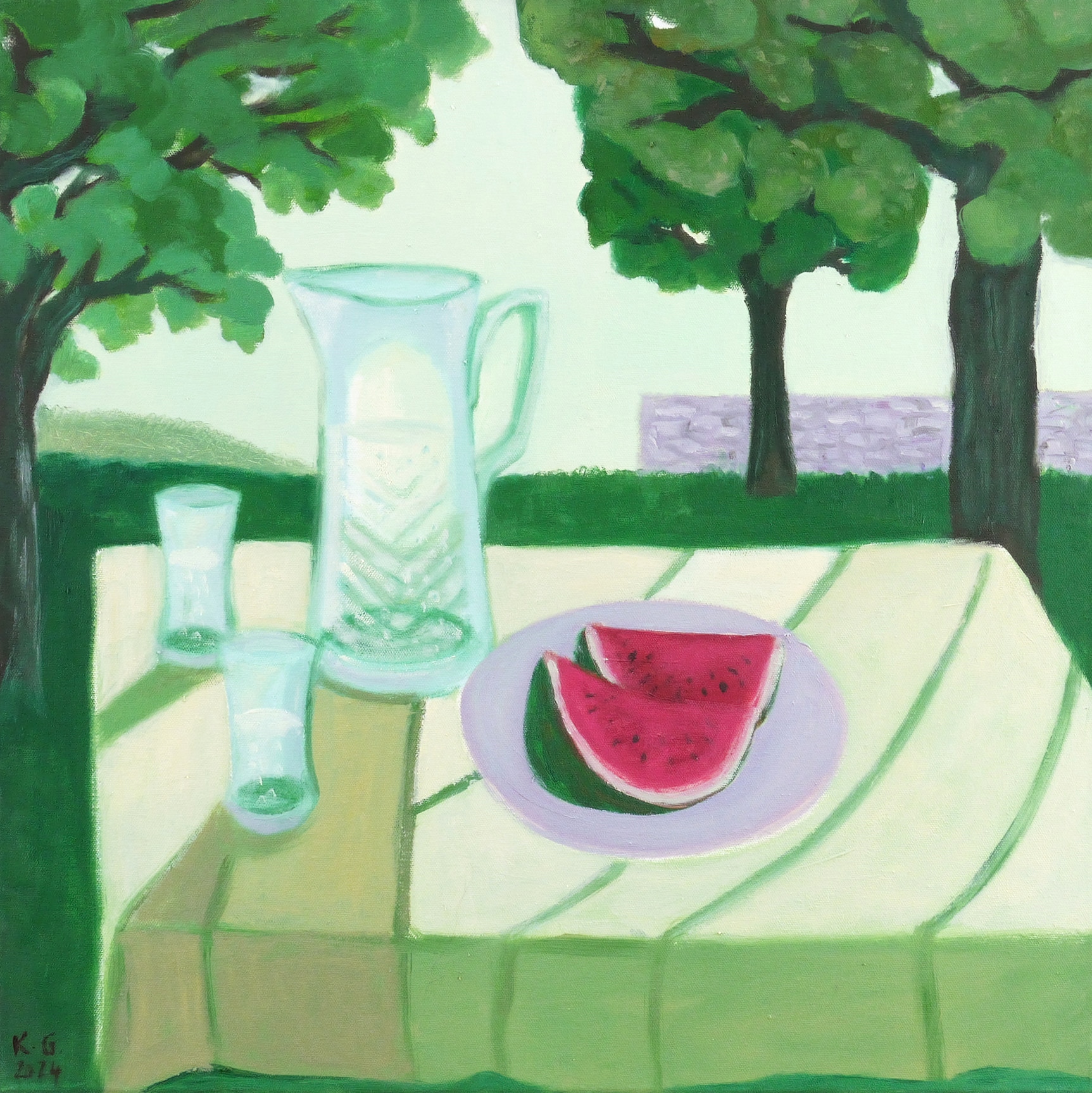 Stillleben mit Wasserkrug und Melone Stillleben mit Wasserkrug und Melone