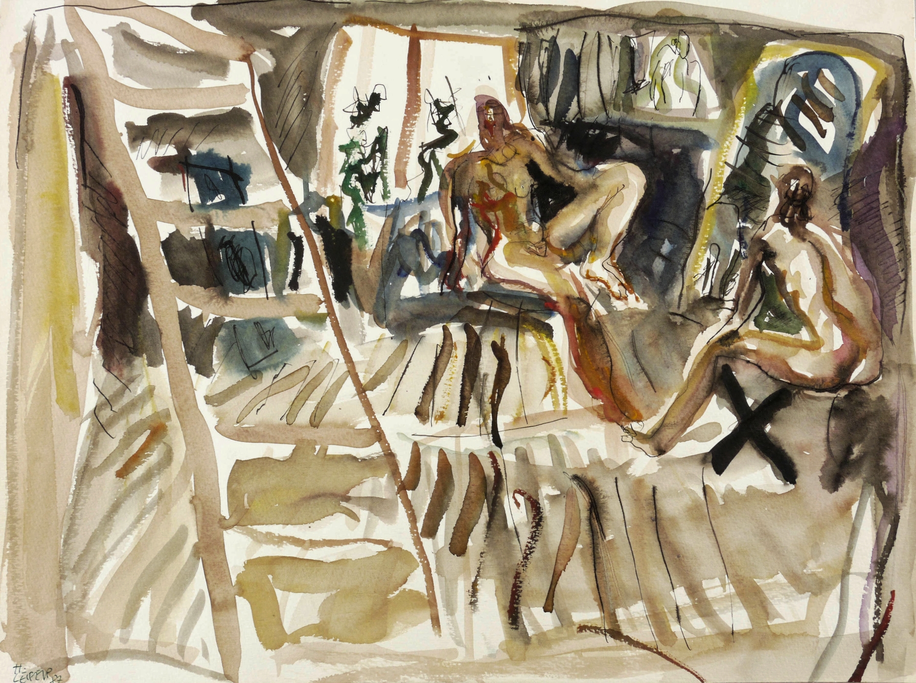 Zwei Aktmodelle im Atelier Zwei Aktmodelle im Atelier